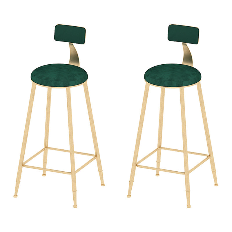 Round Scandinavian Low Back Counter & Bar Stool Metal Counter Chair with Cushion Gold Green 2 Piece Set Clearhalo 'Bar Furniture' 'Bar Stools' 'bar_stools' 'furn' 'furn_bar_stools' 'Furniture' 'furniture_bar_stools' 'Kitchen & Dining Furniture' 5080391