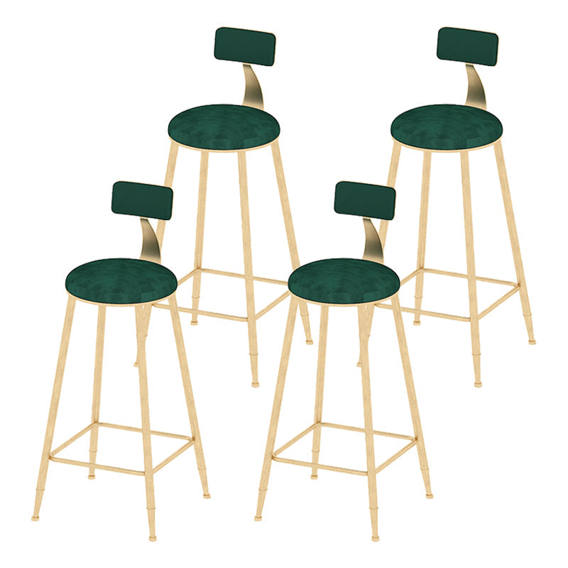 Round Scandinavian Low Back Counter & Bar Stool Metal Counter Chair with Cushion Gold Green 4 Piece Set Clearhalo 'Bar Furniture' 'Bar Stools' 'bar_stools' 'furn' 'furn_bar_stools' 'Furniture' 'furniture_bar_stools' 'Kitchen & Dining Furniture' 5080392