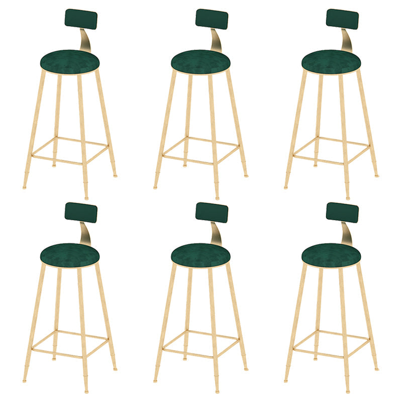 Round Scandinavian Low Back Counter & Bar Stool Metal Counter Chair with Cushion Gold Green 6 Piece Set Clearhalo 'Bar Furniture' 'Bar Stools' 'bar_stools' 'furn' 'furn_bar_stools' 'Furniture' 'furniture_bar_stools' 'Kitchen & Dining Furniture' 5080393