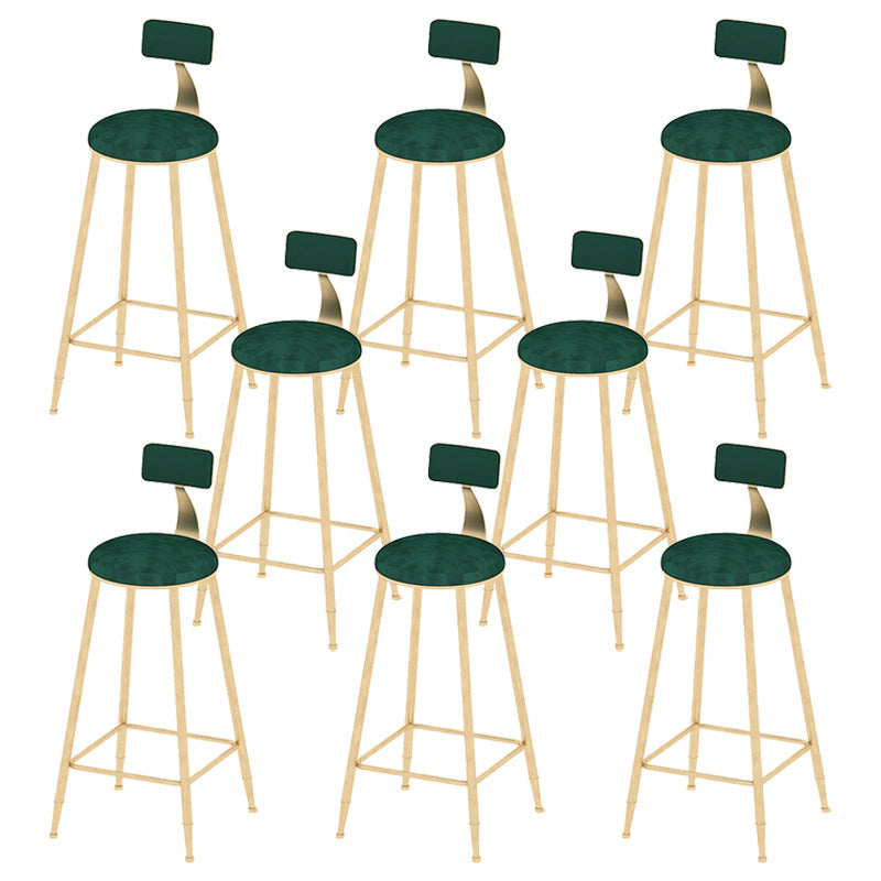 Round Scandinavian Low Back Counter & Bar Stool Metal Counter Chair with Cushion Gold Green 8 Piece Set Clearhalo 'Bar Furniture' 'Bar Stools' 'bar_stools' 'furn' 'furn_bar_stools' 'Furniture' 'furniture_bar_stools' 'Kitchen & Dining Furniture' 5080394