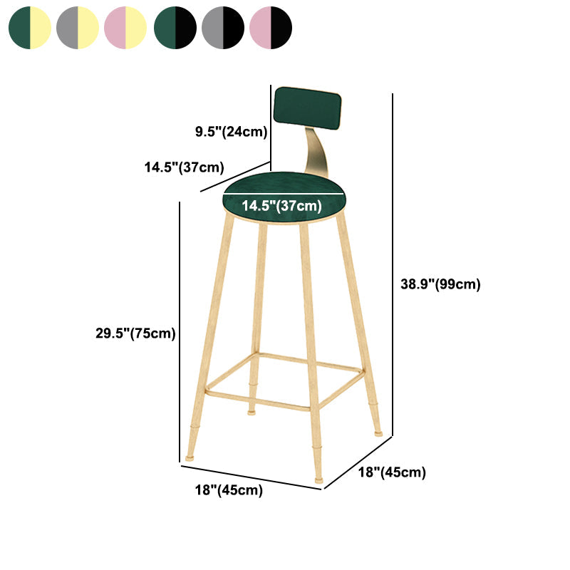 Round Scandinavian Low Back Counter & Bar Stool Metal Counter Chair with Cushion Clearhalo 'Bar Furniture' 'Bar Stools' 'bar_stools' 'furn' 'furn_bar_stools' 'Furniture' 'furniture_bar_stools' 'Kitchen & Dining Furniture' 5080395