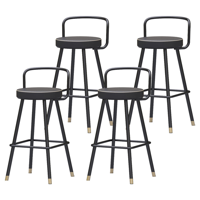 Glam Footrest Round Counter-height Stool Low Back Leather Counter Stool Black 4 Piece Set Clearhalo 'Bar Furniture' 'Bar Stools' 'bar_stools' 'furn' 'furn_bar_stools' 'Furniture' 'furniture_bar_stools' 'Kitchen & Dining Furniture' 5080398