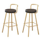 Glam Footrest Round Counter-height Stool Low Back Leather Counter Stool Gold 2 Piece Set Clearhalo 'Bar Furniture' 'Bar Stools' 'bar_stools' 'furn' 'furn_bar_stools' 'Furniture' 'furniture_bar_stools' 'Kitchen & Dining Furniture' 5080404