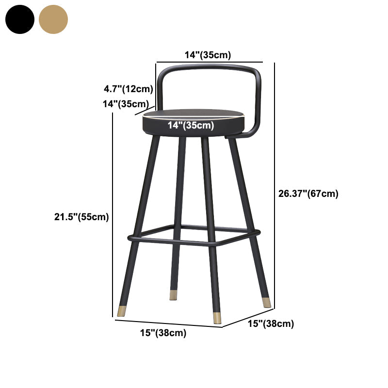 Glam Footrest Round Counter-height Stool Low Back Leather Counter Stool Clearhalo 'Bar Furniture' 'Bar Stools' 'bar_stools' 'furn' 'furn_bar_stools' 'Furniture' 'furniture_bar_stools' 'Kitchen & Dining Furniture' 5080413