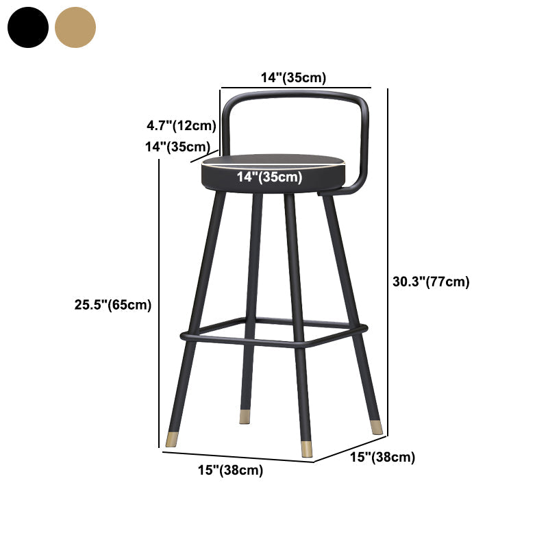 Glam Footrest Round Counter-height Stool Low Back Leather Counter Stool Clearhalo 'Bar Furniture' 'Bar Stools' 'bar_stools' 'furn' 'furn_bar_stools' 'Furniture' 'furniture_bar_stools' 'Kitchen & Dining Furniture' 5080415