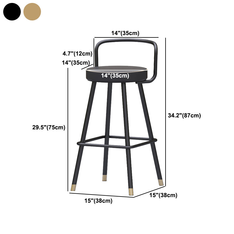 Glam Footrest Round Counter-height Stool Low Back Leather Counter Stool Clearhalo 'Bar Furniture' 'Bar Stools' 'bar_stools' 'furn' 'furn_bar_stools' 'Furniture' 'furniture_bar_stools' 'Kitchen & Dining Furniture' 5080417