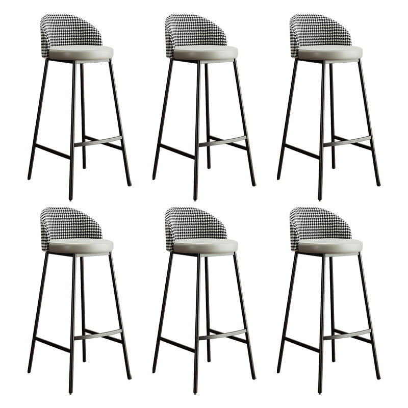 Bucket Low Back Bar Stool Leather Modern Counter Height Stools for Kitchen Grey 6 Piece Set Clearhalo 'Bar Furniture' 'Bar Stools' 'bar_stools' 'furn' 'furn_bar_stools' 'Furniture' 'furniture_bar_stools' 'Kitchen & Dining Furniture' 5080423