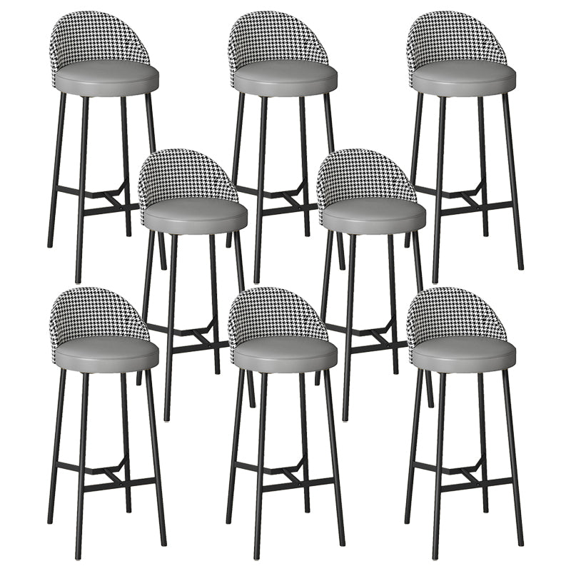 Bucket Low Back Bar Stool Leather Modern Counter Height Stools for Kitchen Light Gray 8 Piece Set Clearhalo 'Bar Furniture' 'Bar Stools' 'bar_stools' 'furn' 'furn_bar_stools' 'Furniture' 'furniture_bar_stools' 'Kitchen & Dining Furniture' 5080439
