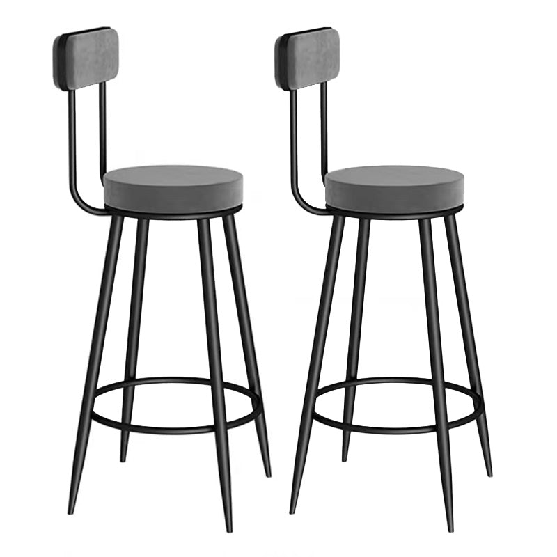 Scandinavian Round Counter & Bar Stool Upholstered Bar Stools for Living Room Grey Black 2 Piece Set Clearhalo 'Bar Furniture' 'Bar Stools' 'bar_stools' 'furn' 'furn_bar_stools' 'Furniture' 'furniture_bar_stools' 'Kitchen & Dining Furniture' 5080450