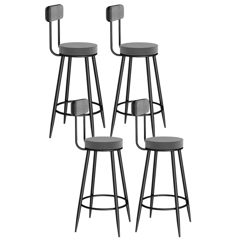Scandinavian Round Counter & Bar Stool Upholstered Bar Stools for Living Room Grey Black 4 Piece Set Clearhalo 'Bar Furniture' 'Bar Stools' 'bar_stools' 'furn' 'furn_bar_stools' 'Furniture' 'furniture_bar_stools' 'Kitchen & Dining Furniture' 5080453