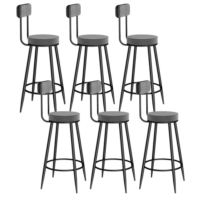 Scandinavian Round Counter & Bar Stool Upholstered Bar Stools for Living Room Grey Black 6 Piece Set Clearhalo 'Bar Furniture' 'Bar Stools' 'bar_stools' 'furn' 'furn_bar_stools' 'Furniture' 'furniture_bar_stools' 'Kitchen & Dining Furniture' 5080454