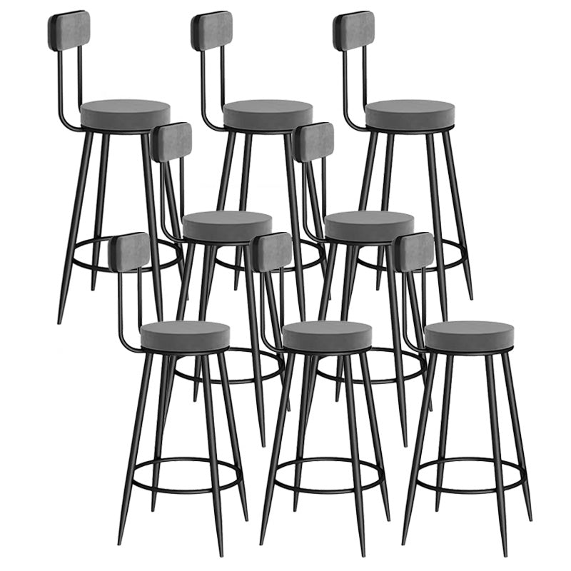 Scandinavian Round Counter & Bar Stool Upholstered Bar Stools for Living Room Grey Black 8 Piece Set Clearhalo 'Bar Furniture' 'Bar Stools' 'bar_stools' 'furn' 'furn_bar_stools' 'Furniture' 'furniture_bar_stools' 'Kitchen & Dining Furniture' 5080456