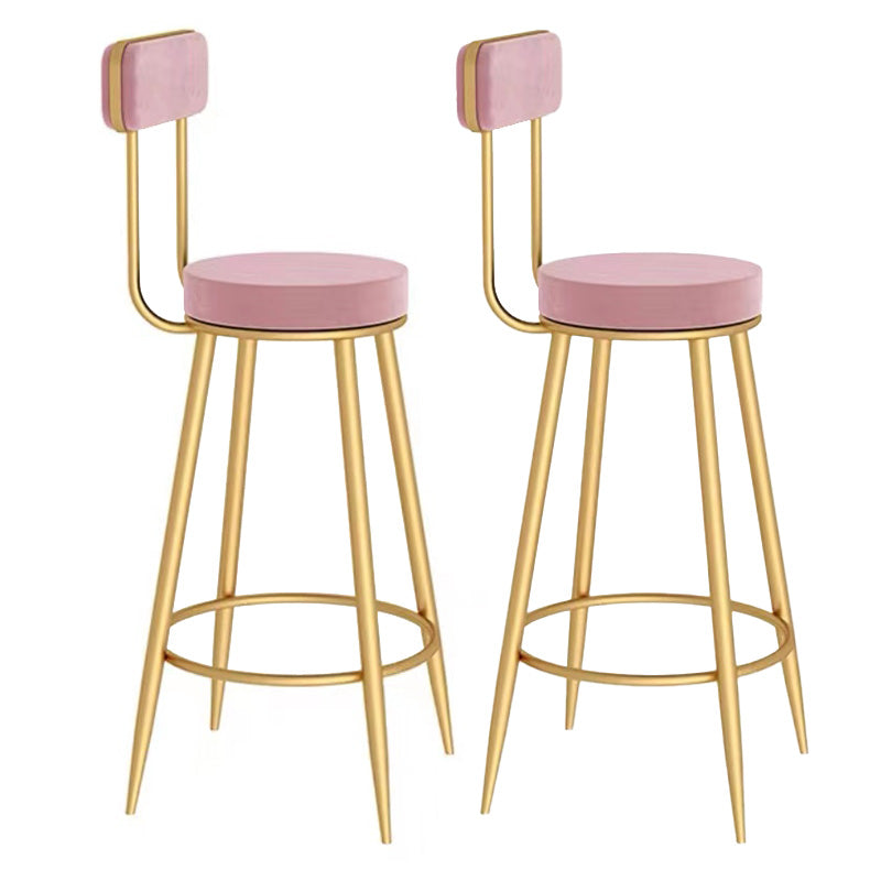 Scandinavian Round Counter & Bar Stool Upholstered Bar Stools for Living Room Pink Gold 2 Piece Set Clearhalo 'Bar Furniture' 'Bar Stools' 'bar_stools' 'furn' 'furn_bar_stools' 'Furniture' 'furniture_bar_stools' 'Kitchen & Dining Furniture' 5080460