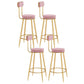 Scandinavian Round Counter & Bar Stool Upholstered Bar Stools for Living Room Pink Gold 4 Piece Set Clearhalo 'Bar Furniture' 'Bar Stools' 'bar_stools' 'furn' 'furn_bar_stools' 'Furniture' 'furniture_bar_stools' 'Kitchen & Dining Furniture' 5080461