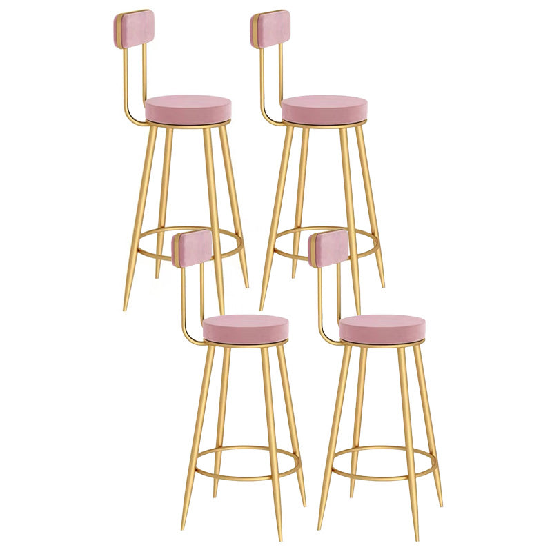 Scandinavian Round Counter & Bar Stool Upholstered Bar Stools for Living Room Pink Gold 4 Piece Set Clearhalo 'Bar Furniture' 'Bar Stools' 'bar_stools' 'furn' 'furn_bar_stools' 'Furniture' 'furniture_bar_stools' 'Kitchen & Dining Furniture' 5080461
