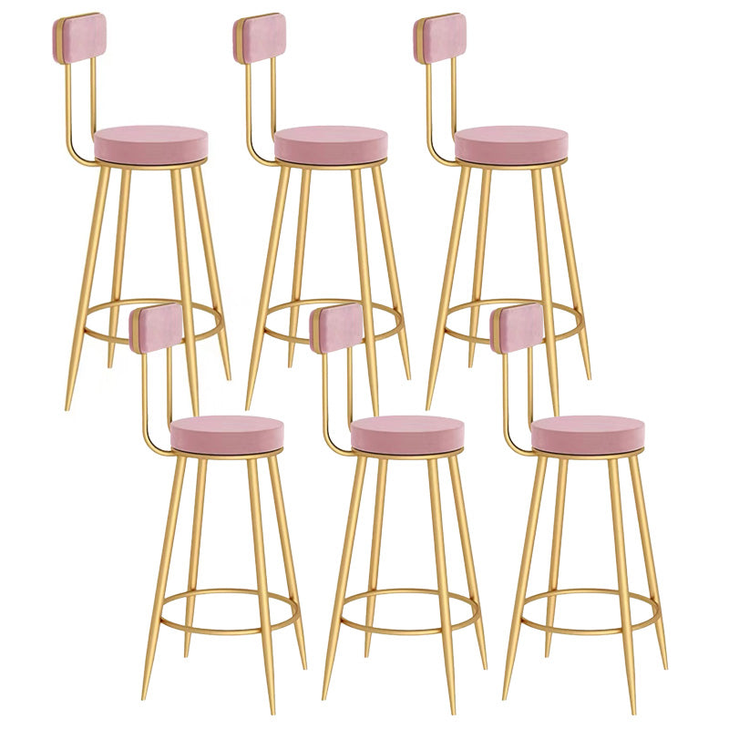 Scandinavian Round Counter & Bar Stool Upholstered Bar Stools for Living Room Pink Gold 6 Piece Set Clearhalo 'Bar Furniture' 'Bar Stools' 'bar_stools' 'furn' 'furn_bar_stools' 'Furniture' 'furniture_bar_stools' 'Kitchen & Dining Furniture' 5080464