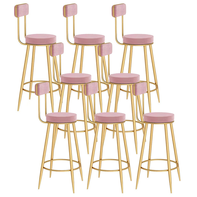 Scandinavian Round Counter & Bar Stool Upholstered Bar Stools for Living Room Pink Gold 8 Piece Set Clearhalo 'Bar Furniture' 'Bar Stools' 'bar_stools' 'furn' 'furn_bar_stools' 'Furniture' 'furniture_bar_stools' 'Kitchen & Dining Furniture' 5080465