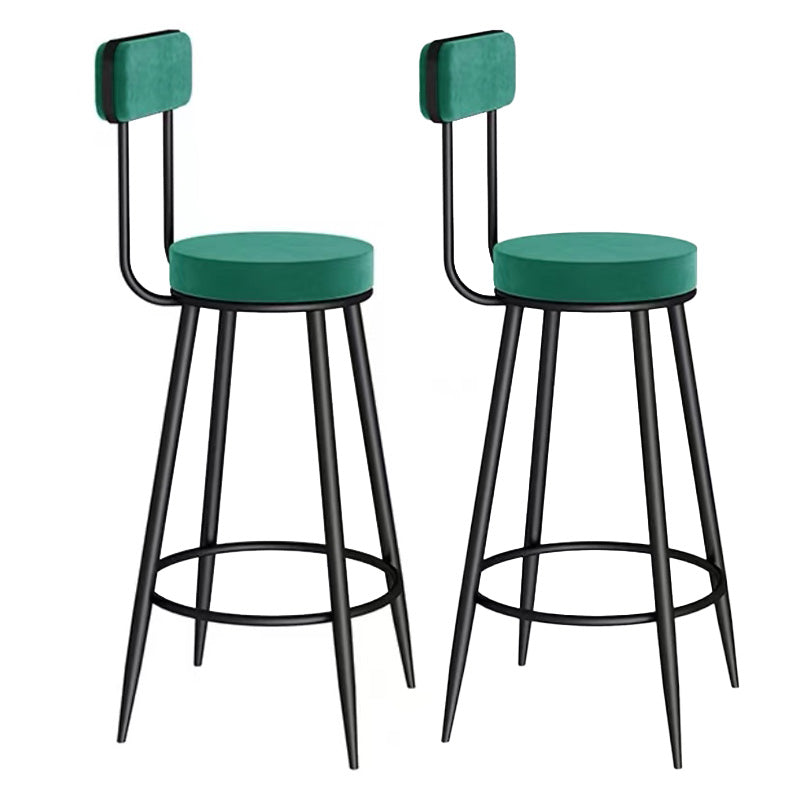 Scandinavian Round Counter & Bar Stool Upholstered Bar Stools for Living Room Green Black 2 Piece Set Clearhalo 'Bar Furniture' 'Bar Stools' 'bar_stools' 'furn' 'furn_bar_stools' 'Furniture' 'furniture_bar_stools' 'Kitchen & Dining Furniture' 5080467