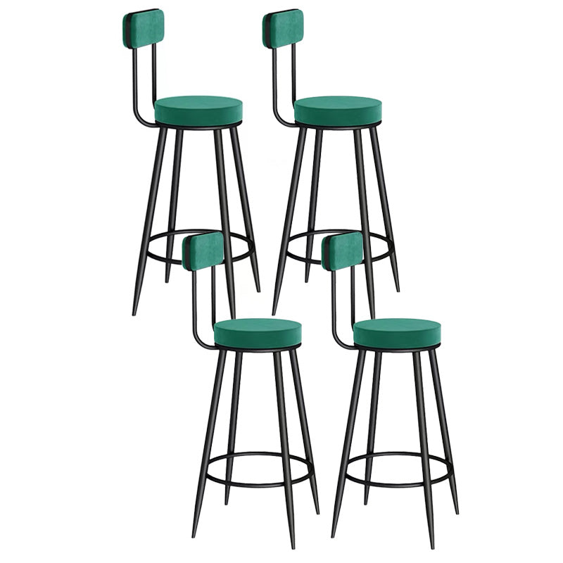 Scandinavian Round Counter & Bar Stool Upholstered Bar Stools for Living Room Green Black 4 Piece Set Clearhalo 'Bar Furniture' 'Bar Stools' 'bar_stools' 'furn' 'furn_bar_stools' 'Furniture' 'furniture_bar_stools' 'Kitchen & Dining Furniture' 5080468
