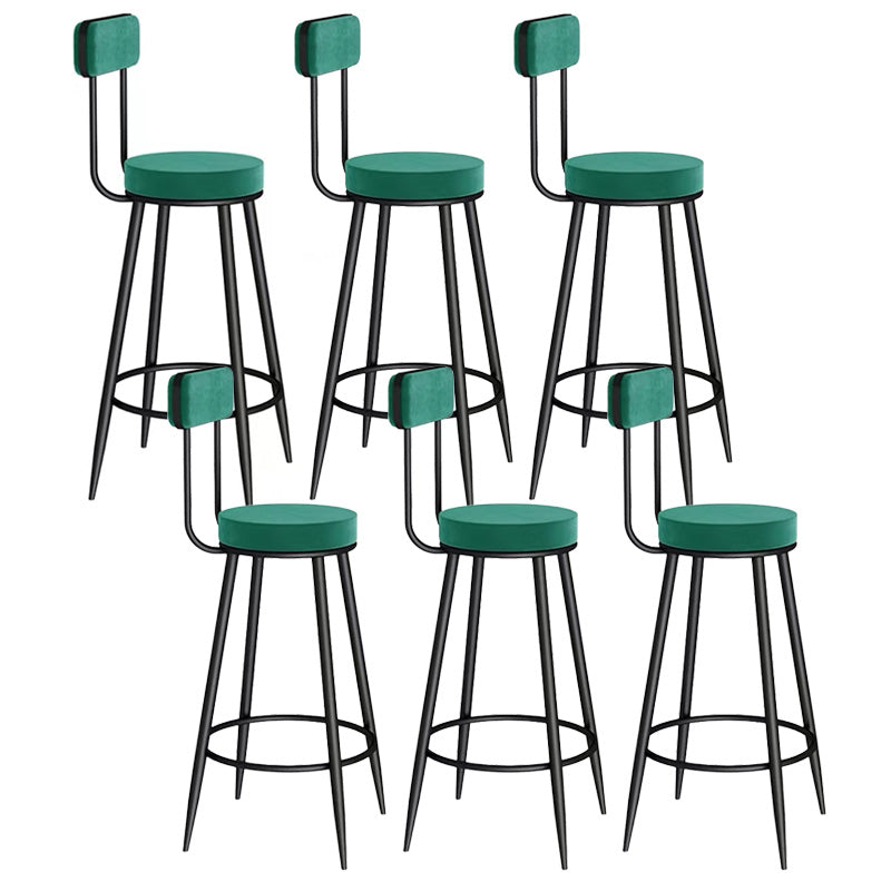 Scandinavian Round Counter & Bar Stool Upholstered Bar Stools for Living Room Green Black 6 Piece Set Clearhalo 'Bar Furniture' 'Bar Stools' 'bar_stools' 'furn' 'furn_bar_stools' 'Furniture' 'furniture_bar_stools' 'Kitchen & Dining Furniture' 5080469