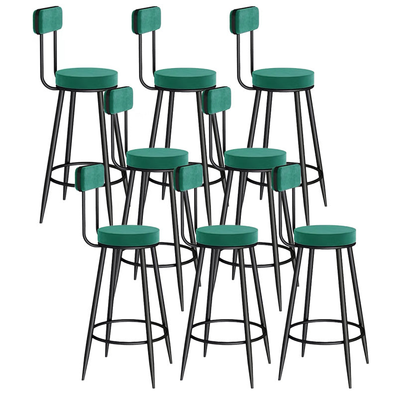 Scandinavian Round Counter & Bar Stool Upholstered Bar Stools for Living Room Green Black 8 Piece Set Clearhalo 'Bar Furniture' 'Bar Stools' 'bar_stools' 'furn' 'furn_bar_stools' 'Furniture' 'furniture_bar_stools' 'Kitchen & Dining Furniture' 5080470