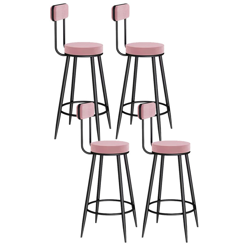 Scandinavian Round Counter & Bar Stool Upholstered Bar Stools for Living Room Pink Black 4 Piece Set Clearhalo 'Bar Furniture' 'Bar Stools' 'bar_stools' 'furn' 'furn_bar_stools' 'Furniture' 'furniture_bar_stools' 'Kitchen & Dining Furniture' 5080472