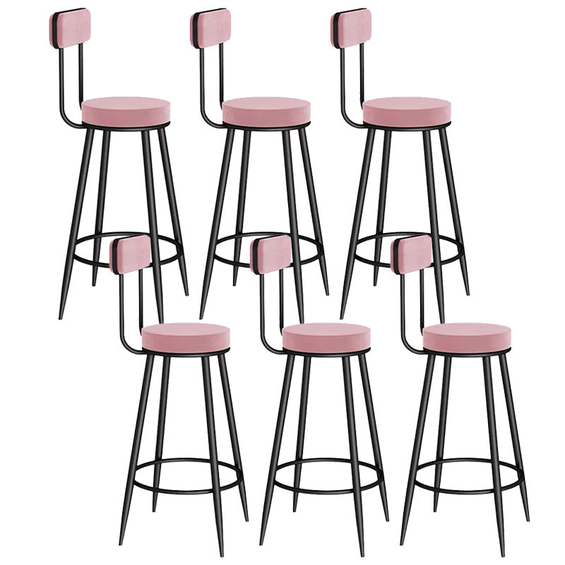 Scandinavian Round Counter & Bar Stool Upholstered Bar Stools for Living Room Pink Black 6 Piece Set Clearhalo 'Bar Furniture' 'Bar Stools' 'bar_stools' 'furn' 'furn_bar_stools' 'Furniture' 'furniture_bar_stools' 'Kitchen & Dining Furniture' 5080473