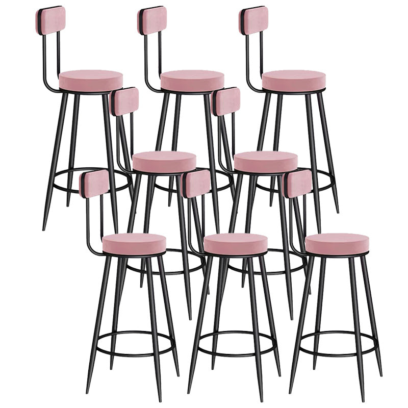 Scandinavian Round Counter & Bar Stool Upholstered Bar Stools for Living Room Pink Black 8 Piece Set Clearhalo 'Bar Furniture' 'Bar Stools' 'bar_stools' 'furn' 'furn_bar_stools' 'Furniture' 'furniture_bar_stools' 'Kitchen & Dining Furniture' 5080474