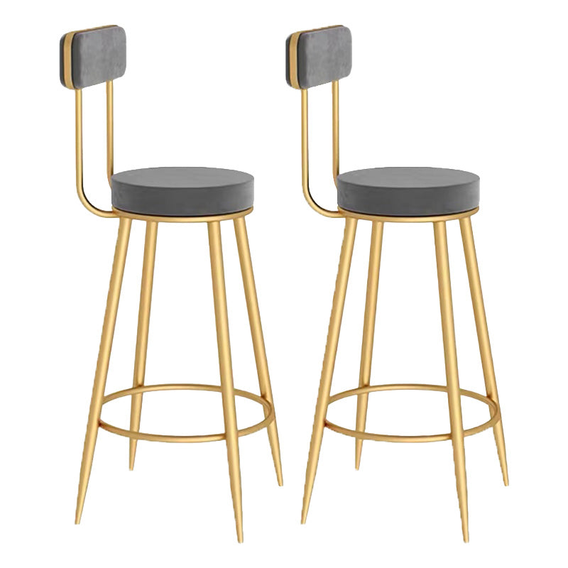 Scandinavian Round Counter & Bar Stool Upholstered Bar Stools for Living Room Grey Gold 2 Piece Set Clearhalo 'Bar Furniture' 'Bar Stools' 'bar_stools' 'furn' 'furn_bar_stools' 'Furniture' 'furniture_bar_stools' 'Kitchen & Dining Furniture' 5080475