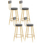 Scandinavian Round Counter & Bar Stool Upholstered Bar Stools for Living Room Grey Gold 4 Piece Set Clearhalo 'Bar Furniture' 'Bar Stools' 'bar_stools' 'furn' 'furn_bar_stools' 'Furniture' 'furniture_bar_stools' 'Kitchen & Dining Furniture' 5080476