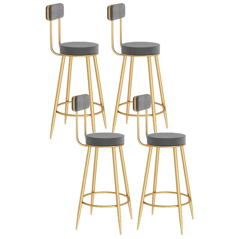 Scandinavian Round Counter & Bar Stool Upholstered Bar Stools for Living Room Grey Gold 4 Piece Set Clearhalo 'Bar Furniture' 'Bar Stools' 'bar_stools' 'furn' 'furn_bar_stools' 'Furniture' 'furniture_bar_stools' 'Kitchen & Dining Furniture' 5080476