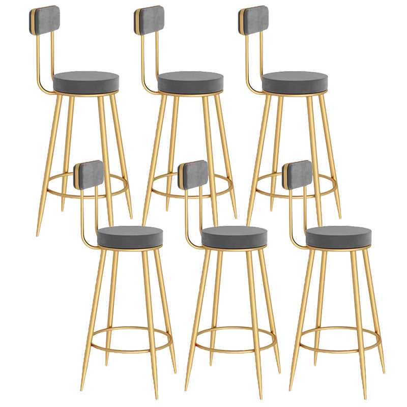 Scandinavian Round Counter & Bar Stool Upholstered Bar Stools for Living Room Grey Gold 6 Piece Set Clearhalo 'Bar Furniture' 'Bar Stools' 'bar_stools' 'furn' 'furn_bar_stools' 'Furniture' 'furniture_bar_stools' 'Kitchen & Dining Furniture' 5080477
