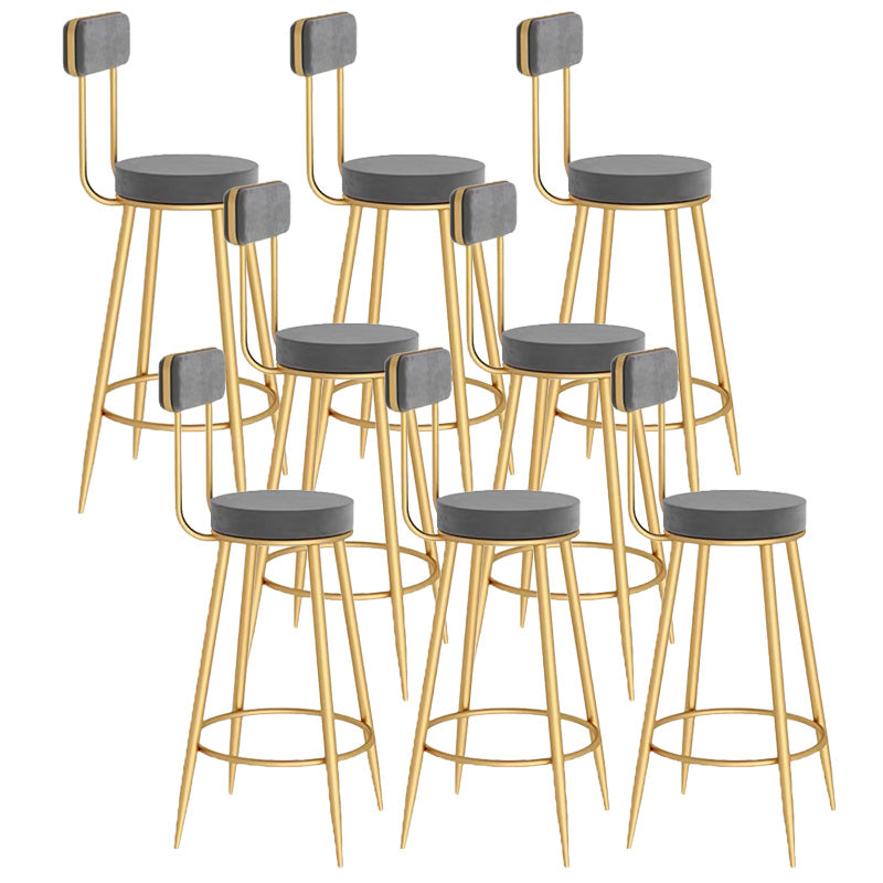Scandinavian Round Counter & Bar Stool Upholstered Bar Stools for Living Room Grey Gold 8 Piece Set Clearhalo 'Bar Furniture' 'Bar Stools' 'bar_stools' 'furn' 'furn_bar_stools' 'Furniture' 'furniture_bar_stools' 'Kitchen & Dining Furniture' 5080478