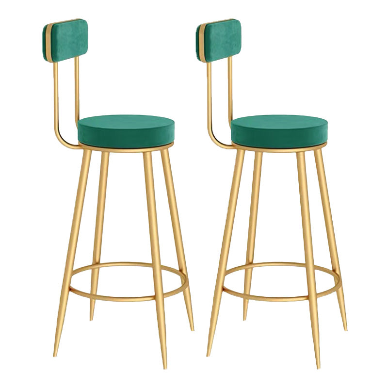Scandinavian Round Counter & Bar Stool Upholstered Bar Stools for Living Room Green Gold 2 Piece Set Clearhalo 'Bar Furniture' 'Bar Stools' 'bar_stools' 'furn' 'furn_bar_stools' 'Furniture' 'furniture_bar_stools' 'Kitchen & Dining Furniture' 5080479