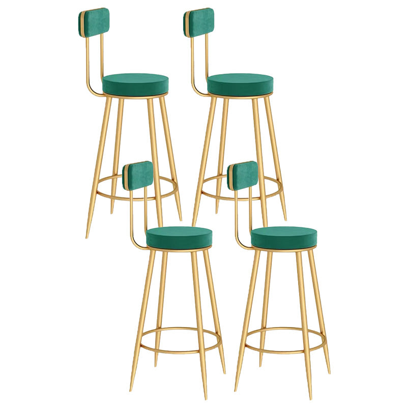 Scandinavian Round Counter & Bar Stool Upholstered Bar Stools for Living Room Green Gold 4 Piece Set Clearhalo 'Bar Furniture' 'Bar Stools' 'bar_stools' 'furn' 'furn_bar_stools' 'Furniture' 'furniture_bar_stools' 'Kitchen & Dining Furniture' 5080480