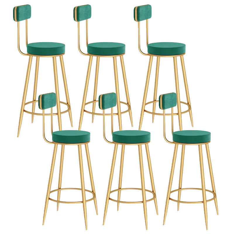 Scandinavian Round Counter & Bar Stool Upholstered Bar Stools for Living Room Green Gold 6 Piece Set Clearhalo 'Bar Furniture' 'Bar Stools' 'bar_stools' 'furn' 'furn_bar_stools' 'Furniture' 'furniture_bar_stools' 'Kitchen & Dining Furniture' 5080481