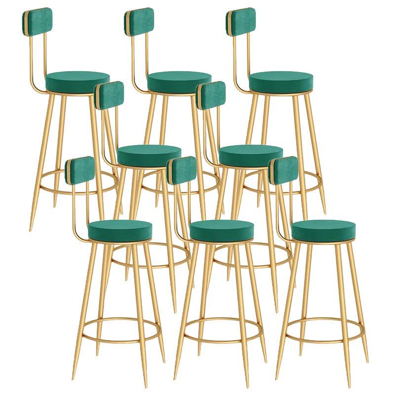 Scandinavian Round Counter & Bar Stool Upholstered Bar Stools for Living Room Green Gold 8 Piece Set Clearhalo 'Bar Furniture' 'Bar Stools' 'bar_stools' 'furn' 'furn_bar_stools' 'Furniture' 'furniture_bar_stools' 'Kitchen & Dining Furniture' 5080482