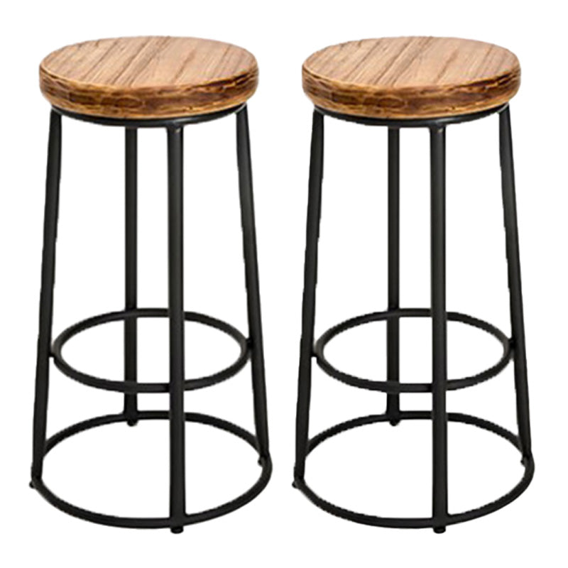 Industrial Solid Wood Bar & Counter Stool Round Cafe Counter Chair in Natural 2 Piece Set Clearhalo 'Bar Furniture' 'Bar Stools' 'bar_stools' 'furn' 'furn_bar_stools' 'Furniture' 'furniture_bar_stools' 'Kitchen & Dining Furniture' 5080485