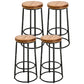 Industrial Solid Wood Bar & Counter Stool Round Cafe Counter Chair in Natural 4 Piece Set Clearhalo 'Bar Furniture' 'Bar Stools' 'bar_stools' 'furn' 'furn_bar_stools' 'Furniture' 'furniture_bar_stools' 'Kitchen & Dining Furniture' 5080486