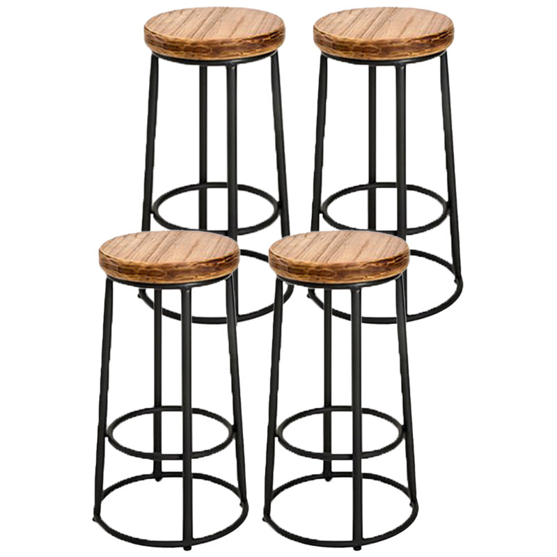 Industrial Solid Wood Bar & Counter Stool Round Cafe Counter Chair in Natural 4 Piece Set Clearhalo 'Bar Furniture' 'Bar Stools' 'bar_stools' 'furn' 'furn_bar_stools' 'Furniture' 'furniture_bar_stools' 'Kitchen & Dining Furniture' 5080486