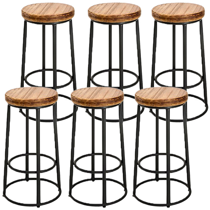 Industrial Solid Wood Bar & Counter Stool Round Cafe Counter Chair in Natural 6 Piece Set Clearhalo 'Bar Furniture' 'Bar Stools' 'bar_stools' 'furn' 'furn_bar_stools' 'Furniture' 'furniture_bar_stools' 'Kitchen & Dining Furniture' 5080488