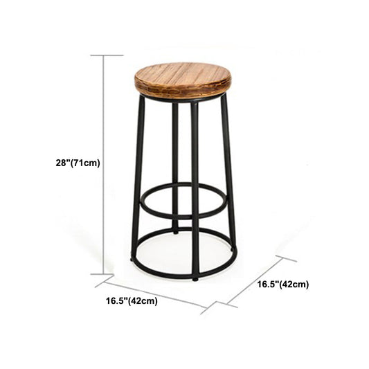 Industrial Solid Wood Bar & Counter Stool Round Cafe Counter Chair in Natural Clearhalo 'Bar Furniture' 'Bar Stools' 'bar_stools' 'furn' 'furn_bar_stools' 'Furniture' 'furniture_bar_stools' 'Kitchen & Dining Furniture' 5080502