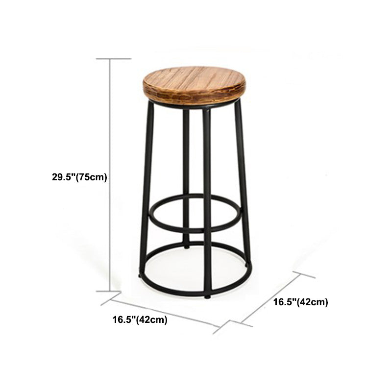 Industrial Solid Wood Bar & Counter Stool Round Cafe Counter Chair in Natural Clearhalo 'Bar Furniture' 'Bar Stools' 'bar_stools' 'furn' 'furn_bar_stools' 'Furniture' 'furniture_bar_stools' 'Kitchen & Dining Furniture' 5080503