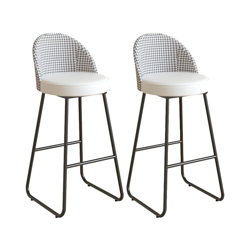 Restaurant Modern Bucket Counter Bar Stool Leather and Metal Counter-height Stool Off-White 2 Piece Set Clearhalo 'Bar Furniture' 'Bar Stools' 'bar_stools' 'furn' 'furn_bar_stools' 'Furniture' 'furniture_bar_stools' 'Kitchen & Dining Furniture' 5080505