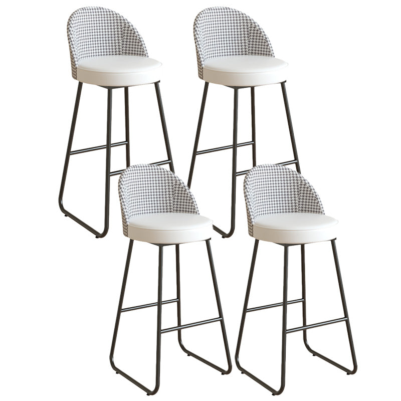 Restaurant Modern Bucket Counter Bar Stool Leather and Metal Counter-height Stool Off-White 4 Piece Set Clearhalo 'Bar Furniture' 'Bar Stools' 'bar_stools' 'furn' 'furn_bar_stools' 'Furniture' 'furniture_bar_stools' 'Kitchen & Dining Furniture' 5080506
