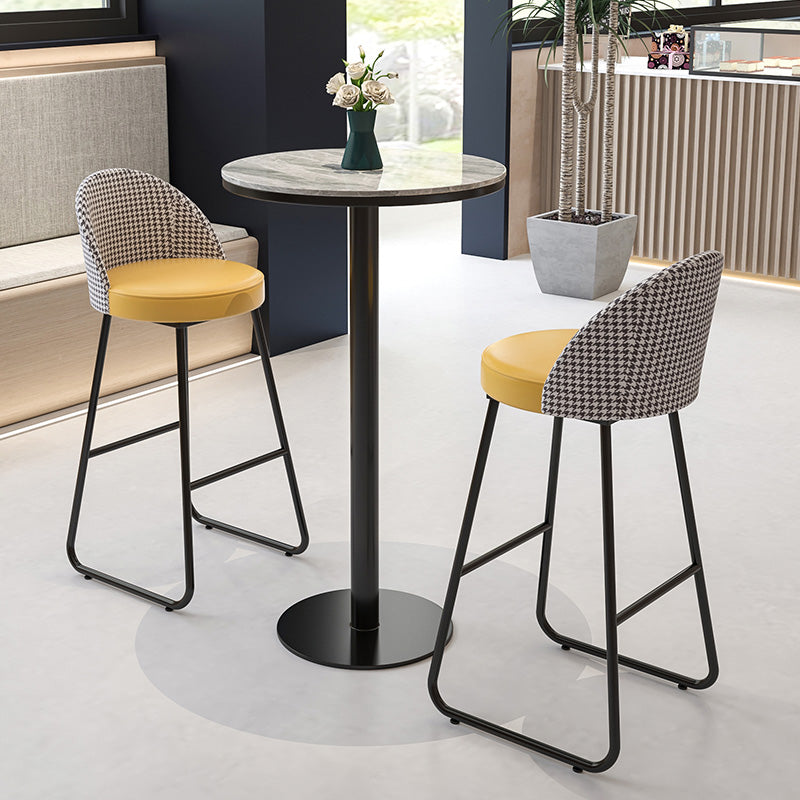 Restaurant Modern Bucket Counter Bar Stool Leather and Metal Counter-height Stool Clearhalo 'Bar Furniture' 'Bar Stools' 'bar_stools' 'furn' 'furn_bar_stools' 'Furniture' 'furniture_bar_stools' 'Kitchen & Dining Furniture' 5080507