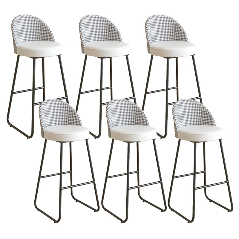 Restaurant Modern Bucket Counter Bar Stool Leather and Metal Counter-height Stool Off-White 6 Piece Set Clearhalo 'Bar Furniture' 'Bar Stools' 'bar_stools' 'furn' 'furn_bar_stools' 'Furniture' 'furniture_bar_stools' 'Kitchen & Dining Furniture' 5080509