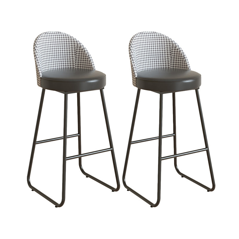 Restaurant Modern Bucket Counter Bar Stool Leather and Metal Counter-height Stool Black 2 Piece Set Clearhalo 'Bar Furniture' 'Bar Stools' 'bar_stools' 'furn' 'furn_bar_stools' 'Furniture' 'furniture_bar_stools' 'Kitchen & Dining Furniture' 5080512