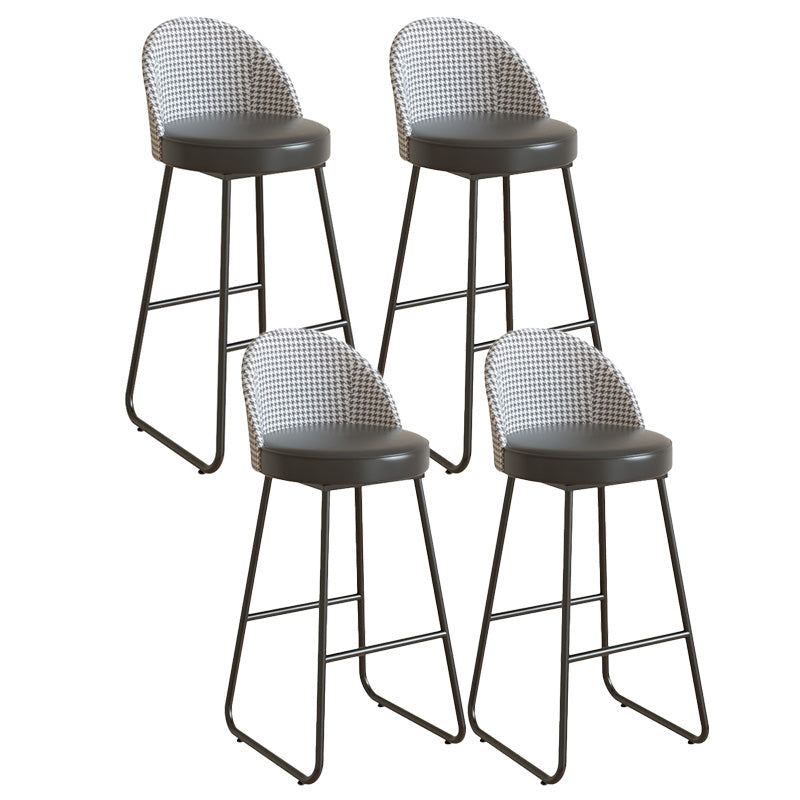 Restaurant Modern Bucket Counter Bar Stool Leather and Metal Counter-height Stool Black 4 Piece Set Clearhalo 'Bar Furniture' 'Bar Stools' 'bar_stools' 'furn' 'furn_bar_stools' 'Furniture' 'furniture_bar_stools' 'Kitchen & Dining Furniture' 5080514