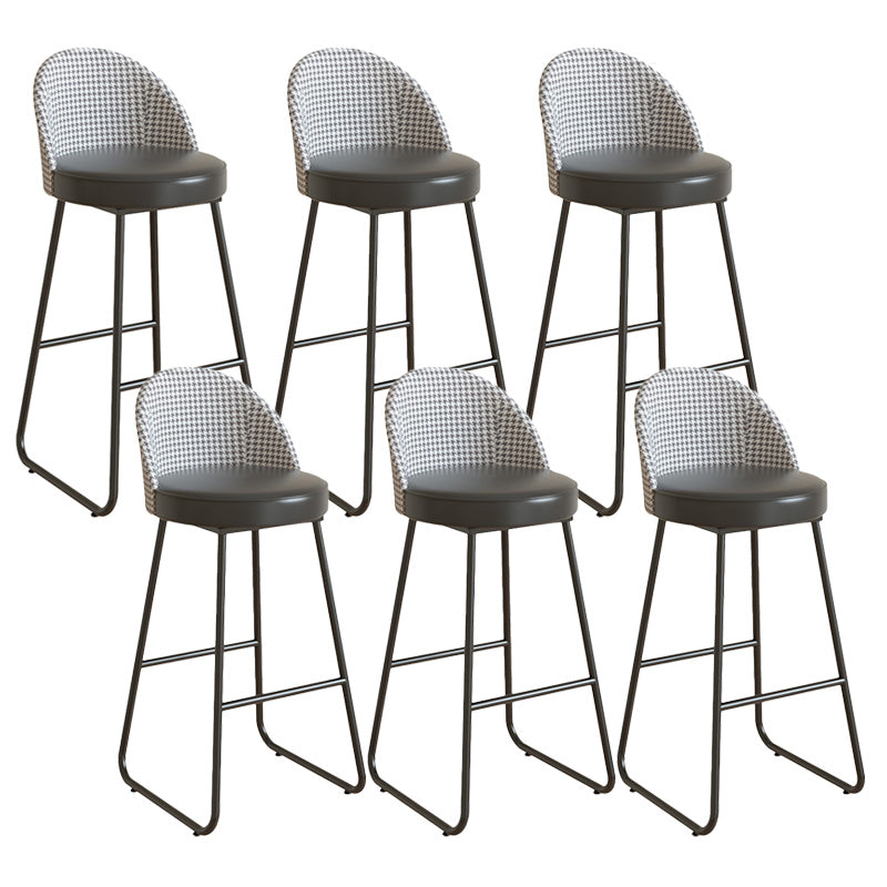 Restaurant Modern Bucket Counter Bar Stool Leather and Metal Counter-height Stool Black 6 Piece Set Clearhalo 'Bar Furniture' 'Bar Stools' 'bar_stools' 'furn' 'furn_bar_stools' 'Furniture' 'furniture_bar_stools' 'Kitchen & Dining Furniture' 5080517